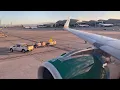 4K BEAUTIFUL SUNRISE! - Frontier Airlines A320neo pushback, taxi, and takeoff from Los Angeles (LAX)