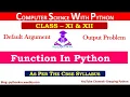 Working with Functions In Python Functions in Python Chapter 2 Functions CS XII CBSE