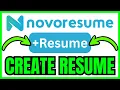 How To CREATE RESUME In Novoresume QUICK EASY 2026
