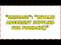 message Invalid argument supplied for foreach