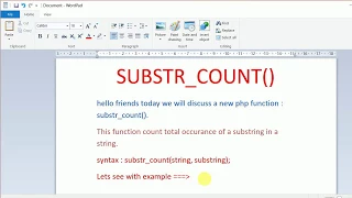 PHP function substr - count function in PHP BY Sivani