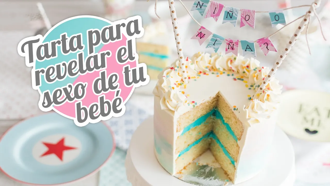 Tarta de vainilla con buttercream   Idea para revelar el sexo de tu beb   Quiero Cupcakes!