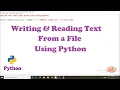 Reading Writing Text From a File Using Python Python Tutorial For Beginners