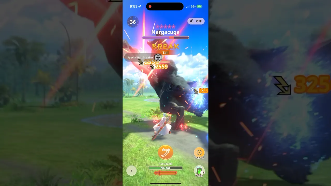 10★ Nargacuga vs Longsword (Special Partbreaker 5) #mhn #mhnow #太刀 #モンハン #モンハンnow