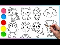 Animals Coloring Book Unicorn Cat Penguin More