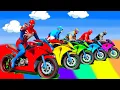 Download Lagu SPIDER MAN Takes on Spiral Bridge Stunt Ride on Motorcycle🦺🥽بطال الخارقين على القضبان دوامة قمع