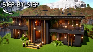 Minecraft How to Build a Dark Modern Mansion Tutorial