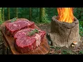 Download Lagu Primitive Steak Cooking in a Clay Oven Built from Mud and Sticks