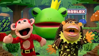 ¡El Mono Sílabo y Nicola escapan de la RANA GIGANTE en Roblox! 🐸🍬 Parkour y Risas