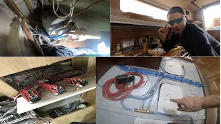 Snowbird Ep27 sailboat refit, broken glass, boat piping, wiring the distribution panel, and more