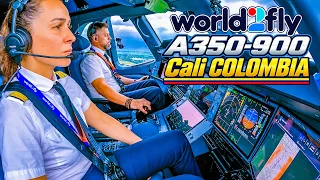 A350-900 Cockpit into Cali Colombia | Weather, Terrain....