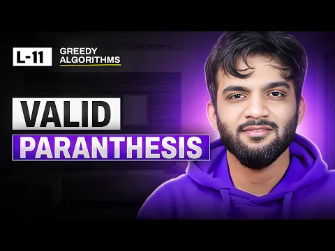L11. Valid Parenthesis String | Multiple Approaches - YouTube thumbnail