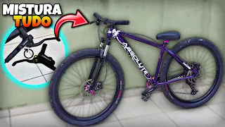 JUNTEI O FREIO SHIMANO JUNTO COM FREIO ABSOLUTE, NA ABSOLUTE NERO5 ARO 29 DO ROLO
