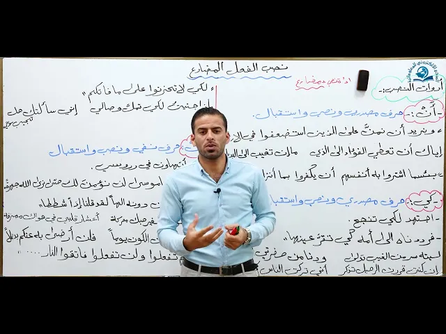 ⁣مادة اللغة العربية للصف الرابع الاعدادي :  نصب الفعل المضارع