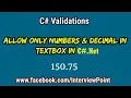 Allow Textbox accept only numbers and decimals in C Net C Validation Part-3