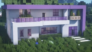 Download Minecraft 🟣 How to Build a Large Modern House Tutorial (purple color) #165 MP3