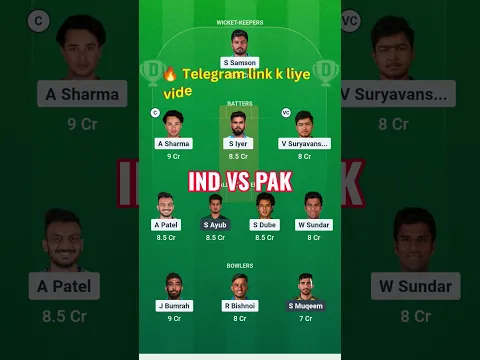 IND vs PAK Today Match dream11 #indvspak #indvspakdream11 #indvspakdream11team #addaguru #india