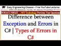 Difference between Exception and Errors in C Types of Errors in C - NET Technology Lectures