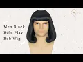 Yan Dream Shrek Lord Farquaad Wig Short Black Bob Wig Cosplay Party Wig for Adult