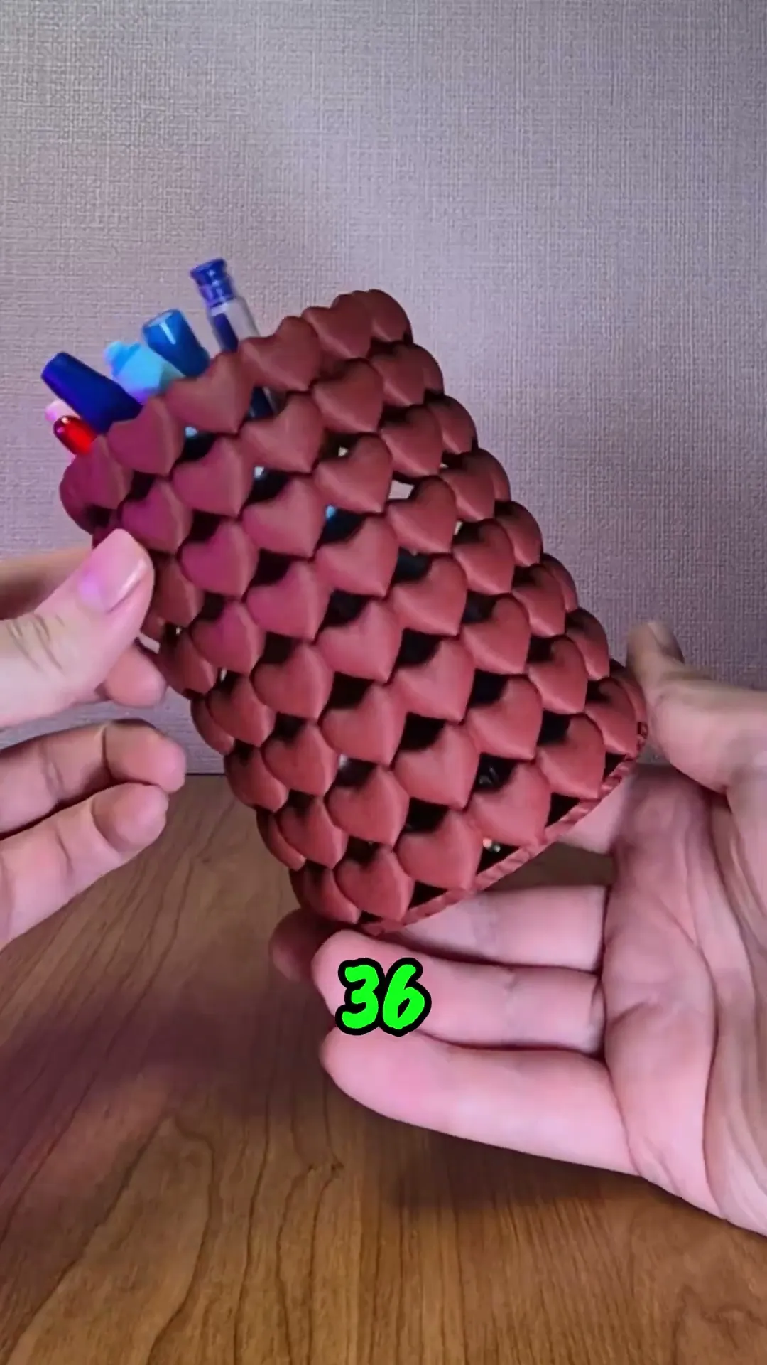 Heart Crochet Pen Organizer – Textured Desk Holder