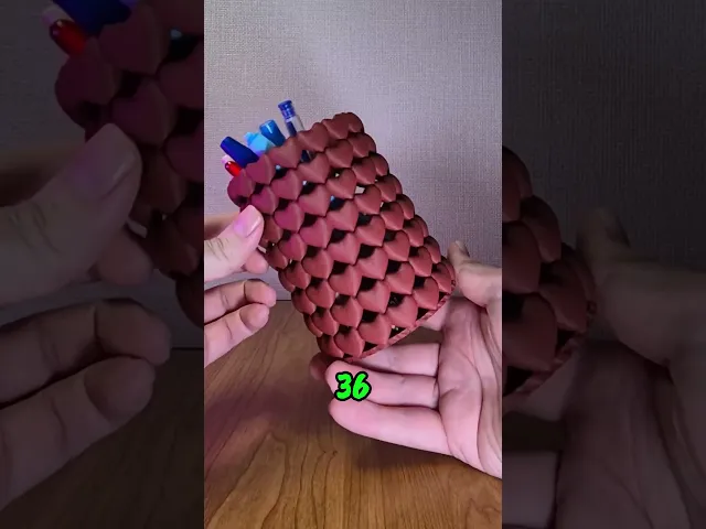 Heart Crochet Pen Organizer – Textured Desk Holder video thumbnail