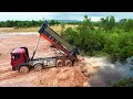 Download Lagu Amazing Land Reclamations Process Use Moutain Stones for Fill With Incredible Trucks \u0026 Dozer Work