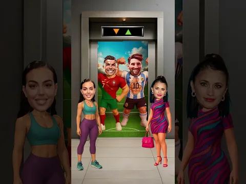 ¿Te subirías a este ascensor con Messi y Ronaldo? 👀🕺✨