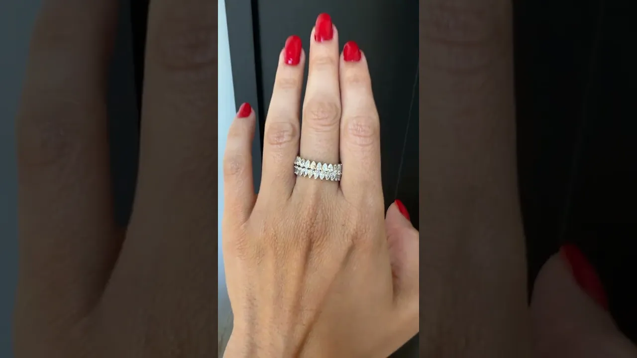14K Gold Pear Cut Halfway Eternity Modern Prong Set Lab Grown Diamond Wedding Band Ring