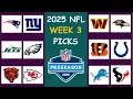2025 NFL PRESEASON WEEK 3 GAME PICKS - FULL WEEK PREDICTIONS