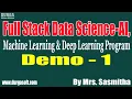 FULL STACK DATA SCIENCE-AI tutorials Demo - 1 by Mrs Sasmitha on 31-05-2021 8AM IST