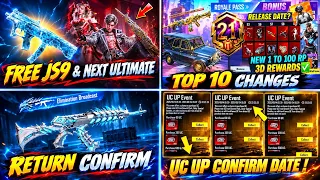 BGMI 4.6 😱 FREE UPGRADE JS9 SKIN /A21 ROYAL PASS 1 TO 100 RP REWARDS /SEA ADMIRAL AKM RETURN CONFIRM