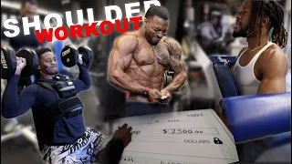 SHANE and QUAN take on my bodybuilding shoulder workout WHO CAN LAST THE LONGEST 2500 CASH WINNER