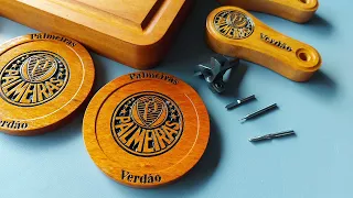 Produção de descanso de copo na cnc router.