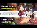 Gravity Falls - Opening Theme Sheet Music with Easy Notes for Recorder Violin Beginners Tutorial
