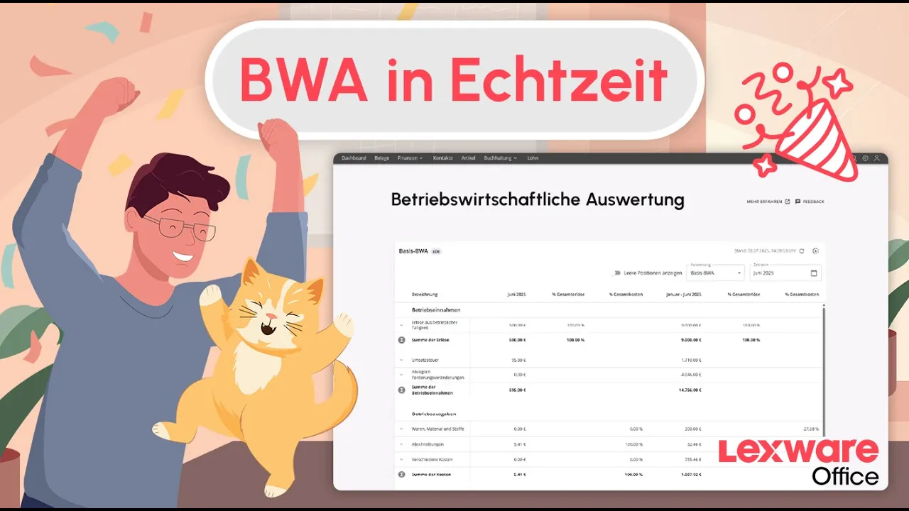 Lexware Office Tutorials — Lexware Office — BWA in Echtzeit (YouTube video ad)