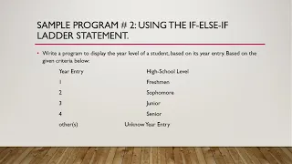 Java Decision Structure Sample Programs Part 2 if-else-if ladder statement