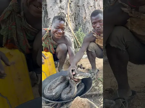 Dudukwe busy preparing python meat to cook