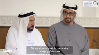 محمد بن زايد رحم الله أخي خليفة الأمانة ثقيلة نسأل الله التوفيق والعون والسداد 