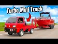 Turbo Mini Truck Pulls Wakeboard Boat!