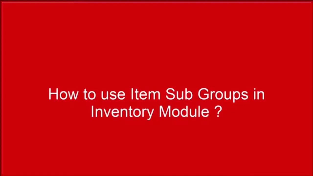 Item Sub Group Setup