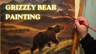 painting a majestic grizzly bear u0026 cub oil painting process