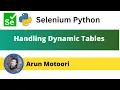 Handling Dynamic Tables using Selenium Python Selenium Python