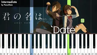  intermediate date kimi no na wa your name piano tutorial with finger numbers