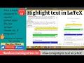 How to highlight text in LaTeX Easy Simple way