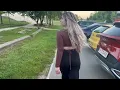Walking Girl Farts in Public Spaces