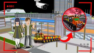 Yuta Mio Panik CCTV Merekam MONSTER MACK TRUCK ROCKET & METER TRAIN 😱 | Sakura School Simulator
