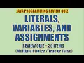 Java Literals Variables and Assignment Review Quiz Java Programming Tutorial Series
