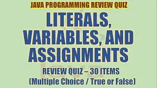 Java Literals Variables and Assignment Review Quiz Java Programming Tutorial Series
