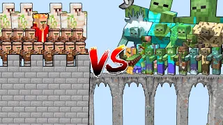 WHAT TYPE OF ZOMBIE CAN CROSS THE BRIDGE AND DESTROY THE VILLAGER CASTLE? | Minecraft Mob Battle