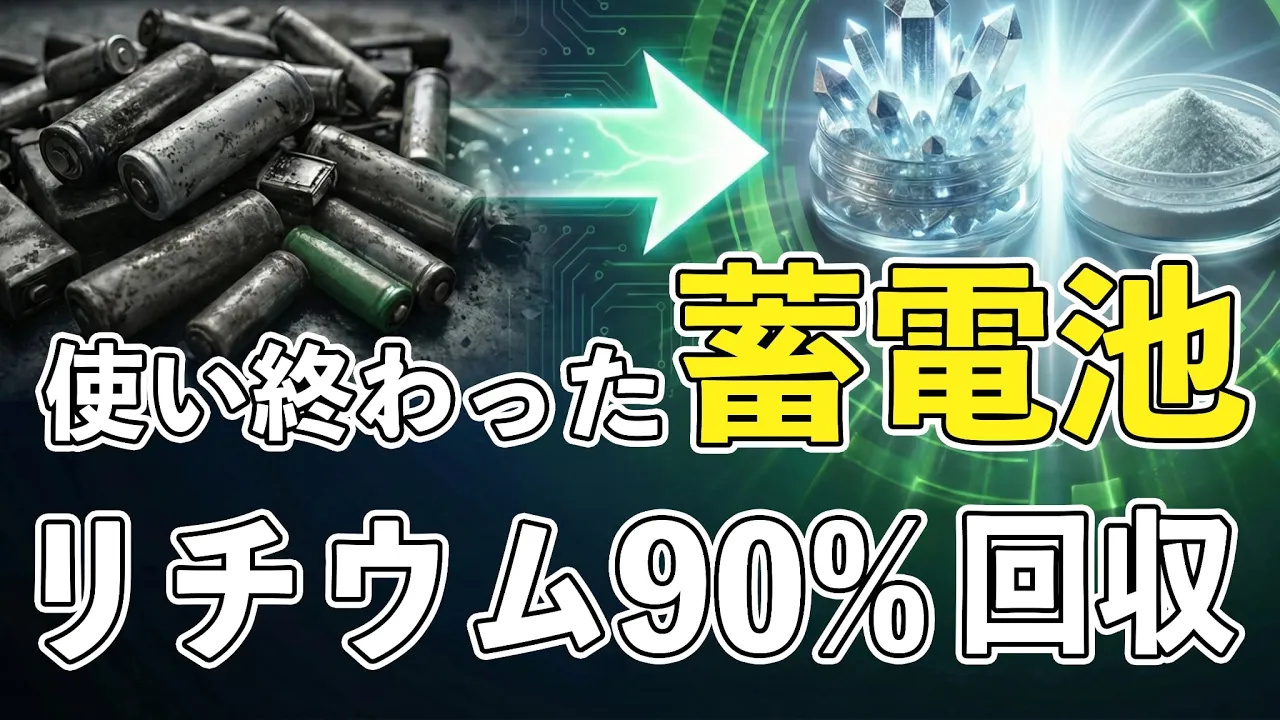 使用済み蓄電池からリチウムを90%回収するものすごい技術